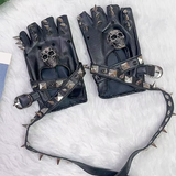Fingerless Leather Gloves With Spikes