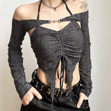 Goth Distressed Crop Top
