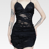 Goth Distressed Mini Dress