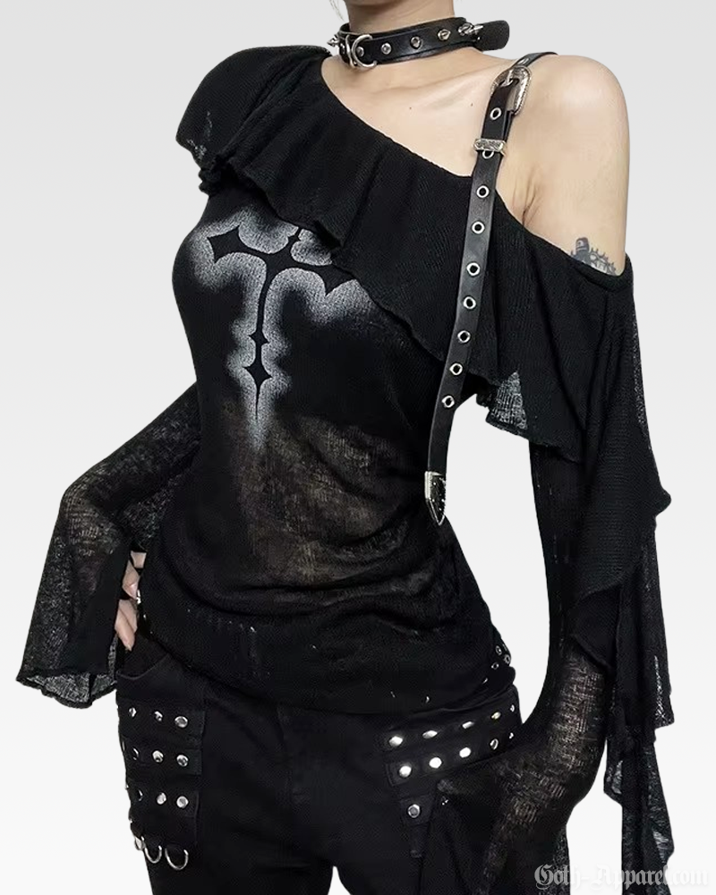 Goth Off The Shoulder Top