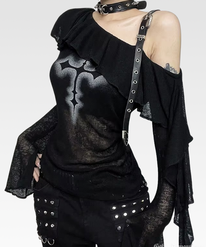 Goth Off The Shoulder Top