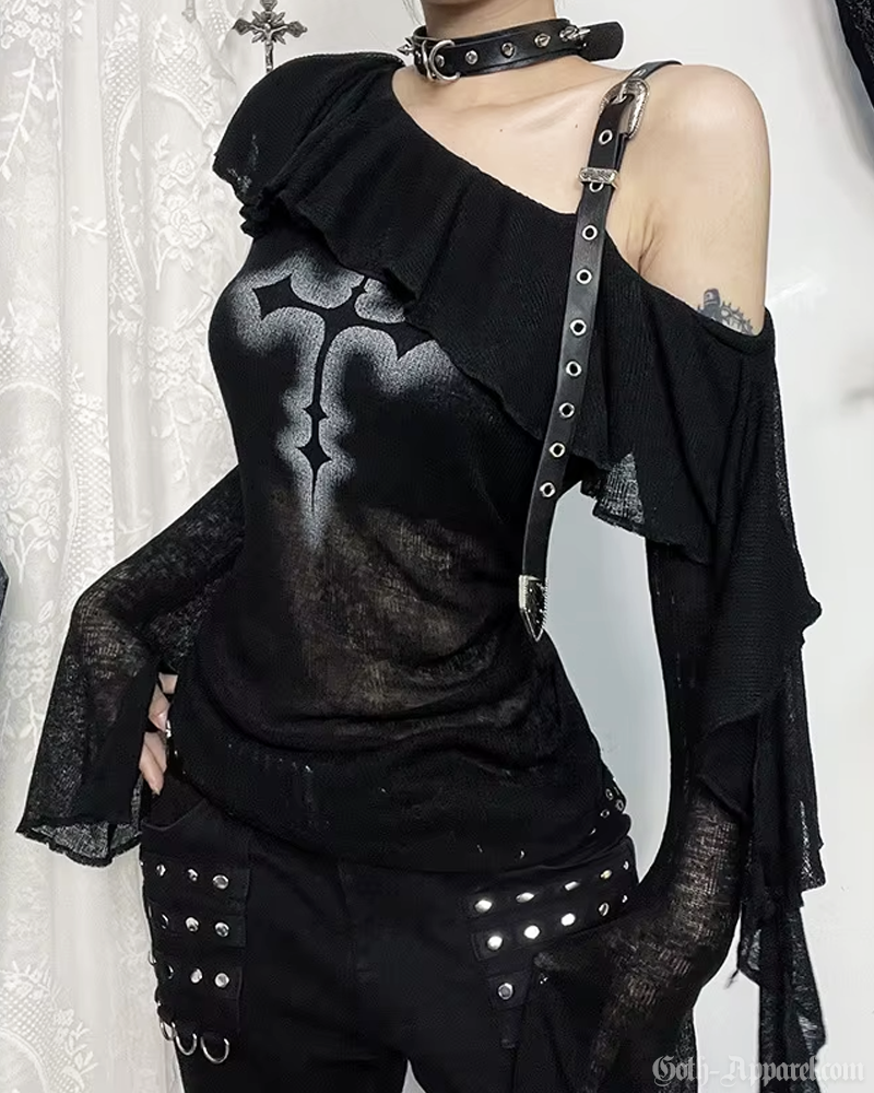 Goth Off The Shoulder Top