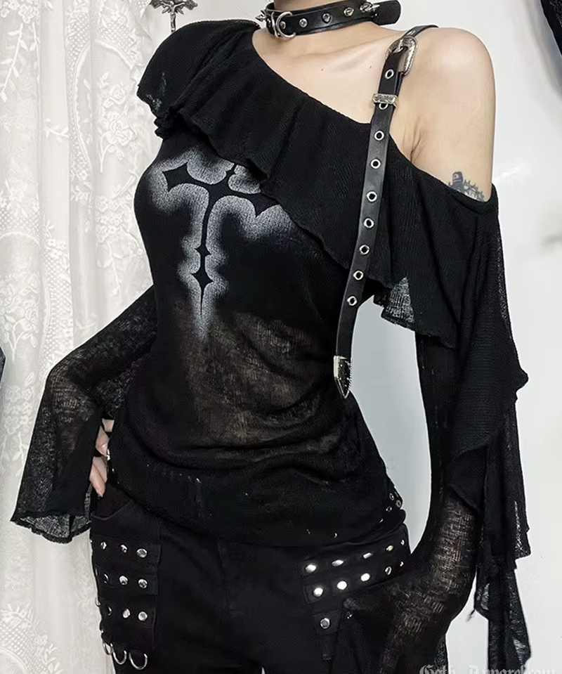 Goth Off The Shoulder Top