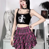 Goth Pink Plaid Skirt