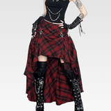 Goth Red Plaid Skirt