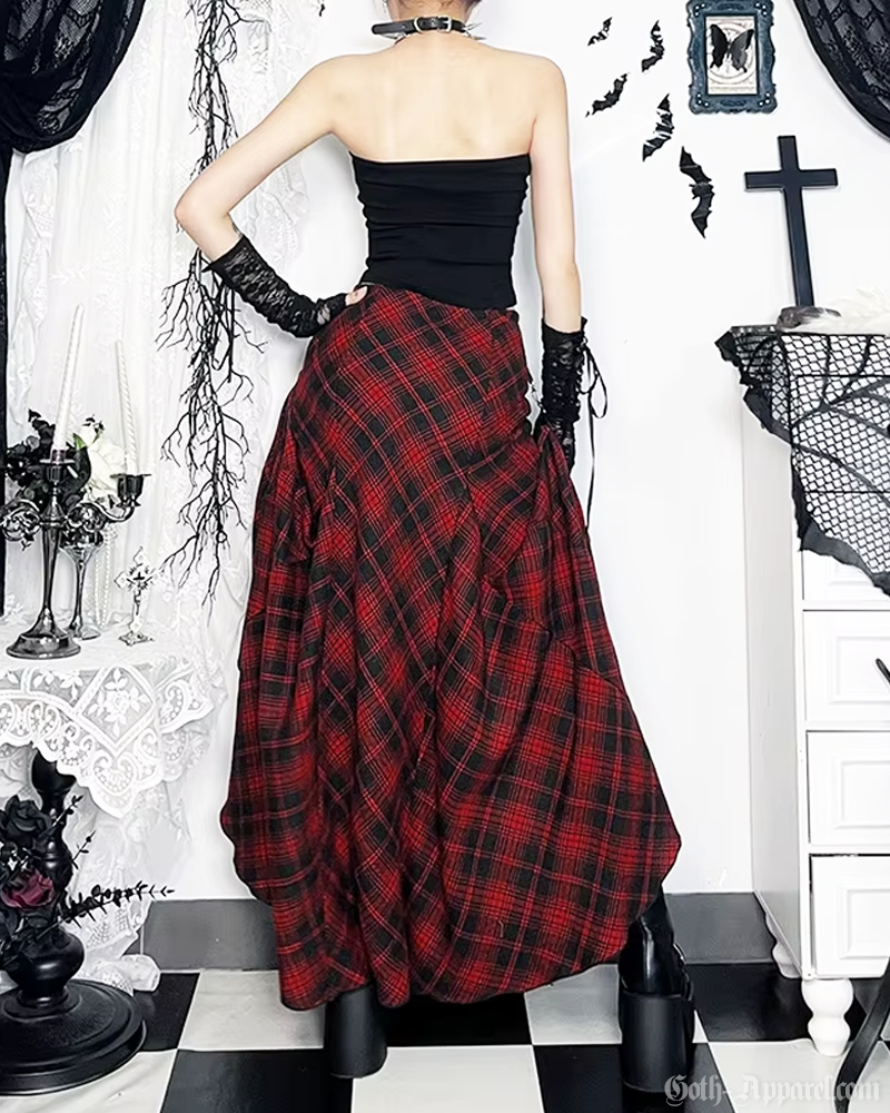 Goth Red Plaid Skirt