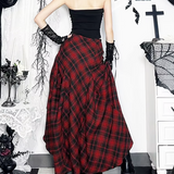 Goth Red Plaid Skirt