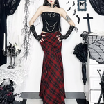 Goth Red Plaid Skirt