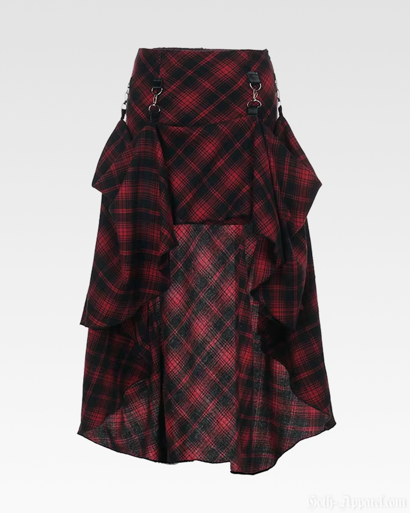 Goth Red Plaid Skirt