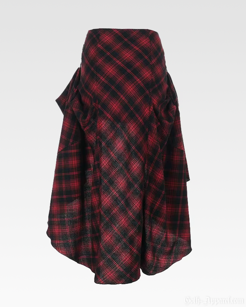 Goth Red Plaid Skirt