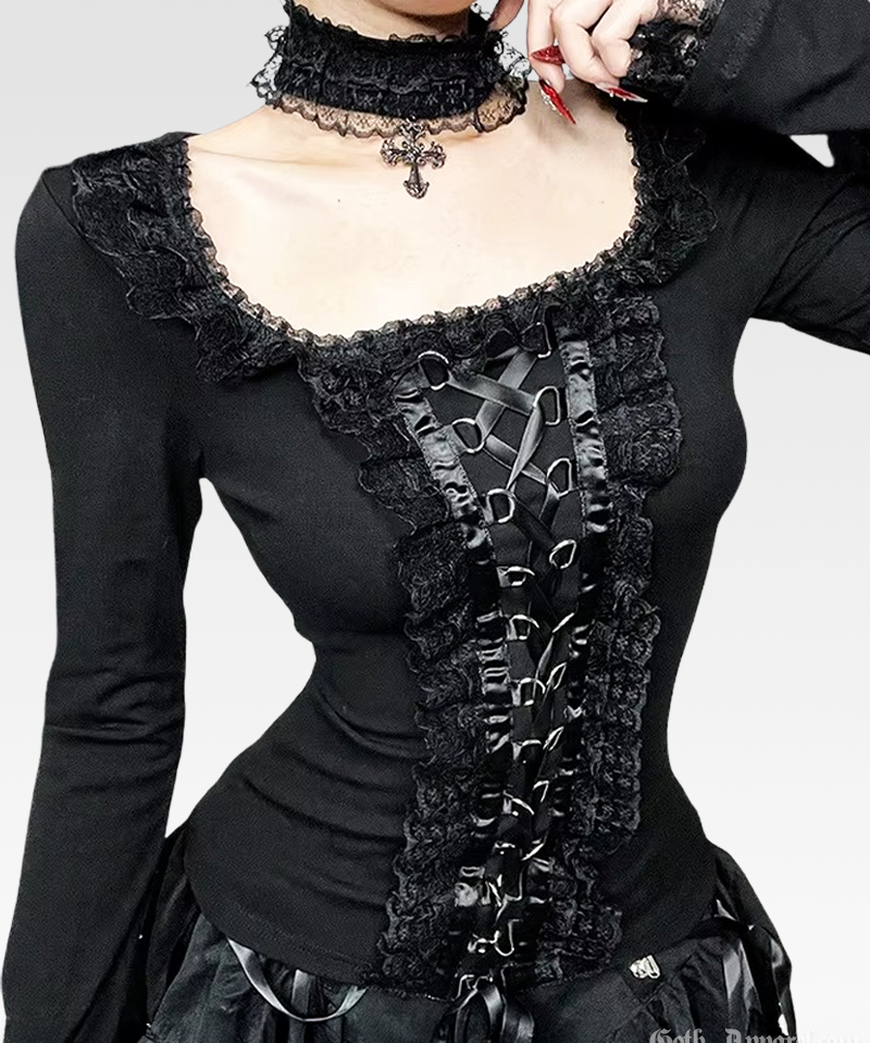 Gothic Lace Up Top