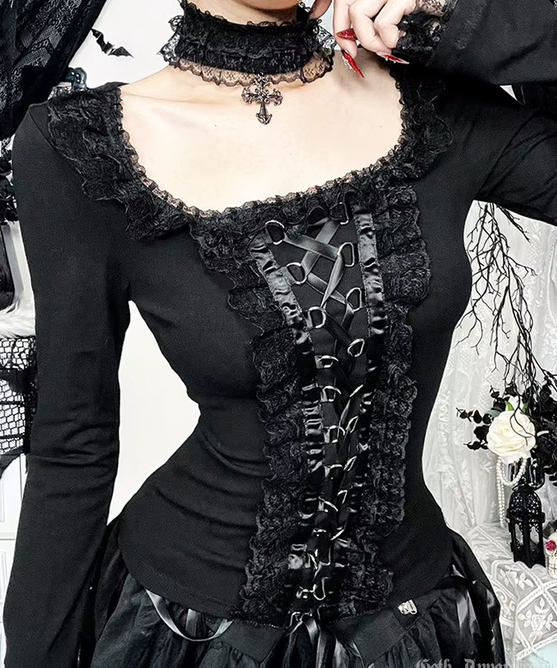 Gothic Lace Up Top