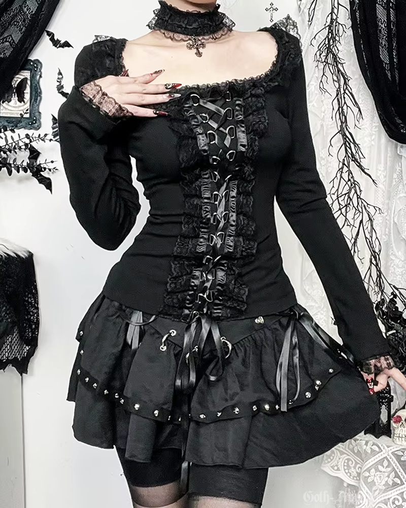 Gothic Lace Up Top
