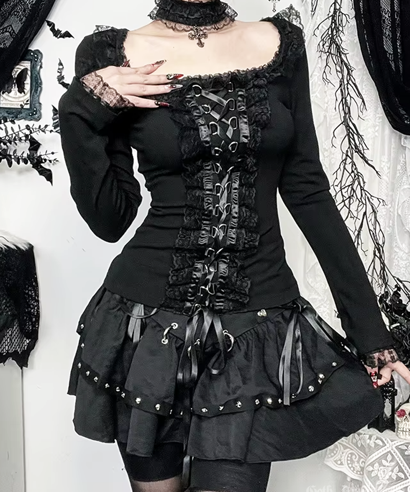 Gothic Lace Up Top