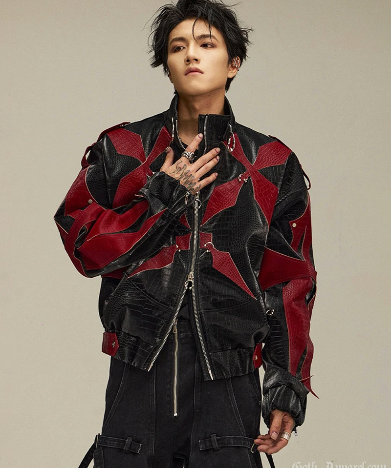 Gothic Leather Jacket Mens