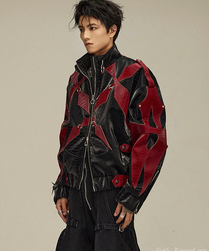 Gothic Leather Jacket Mens