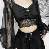 Gothic Long Sleeve Crop Top