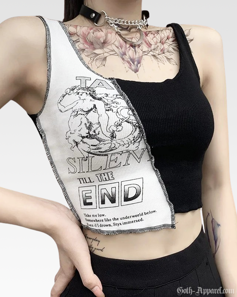 Half Black Half White Crop Top