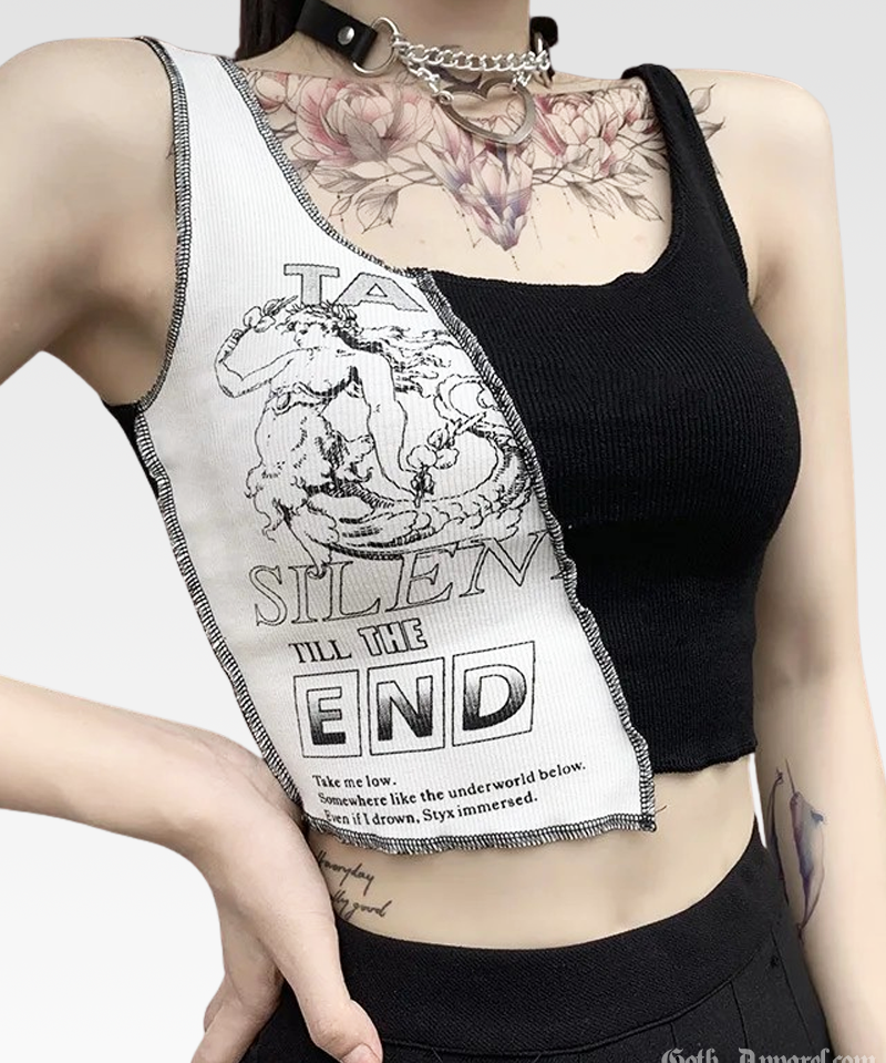 Half Black Half White Crop Top