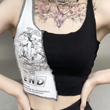 Half Black Half White Crop Top