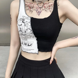 Half Black Half White Crop Top