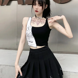 Half Black Half White Crop Top