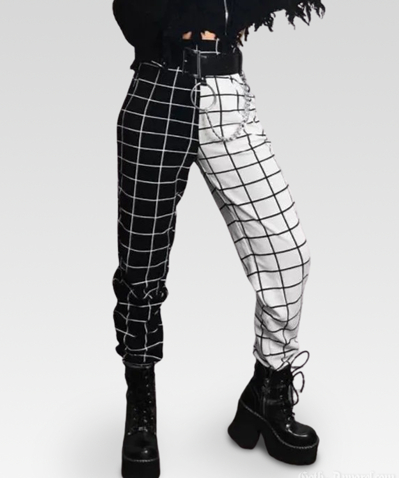 Half Black Half White Pants