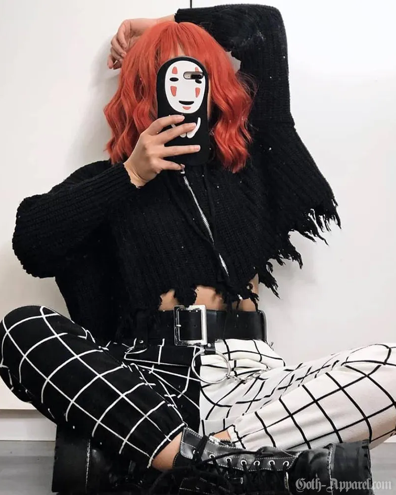 Half Black Half White Pants