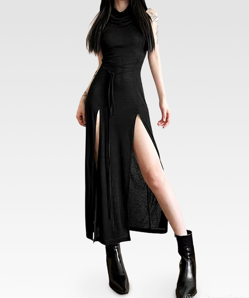 Hooded Slit Maxi Dress