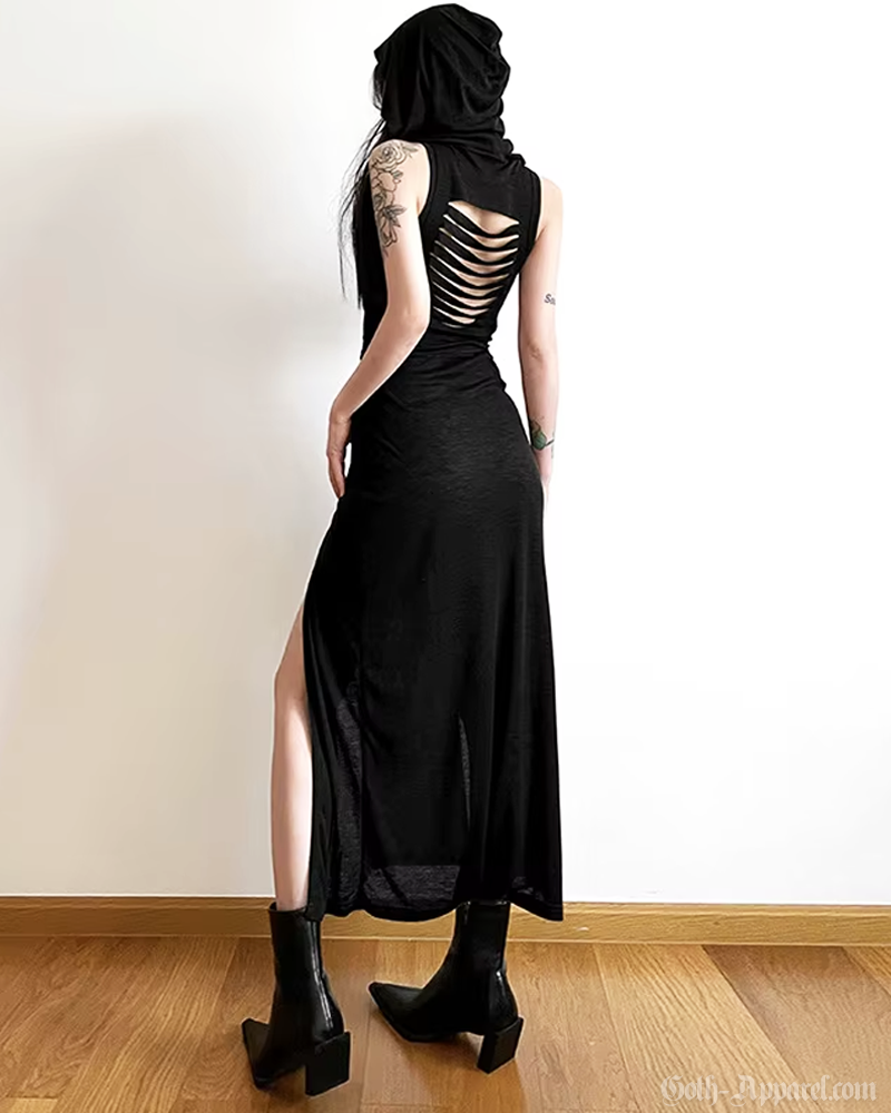 Hooded Slit Maxi Dress