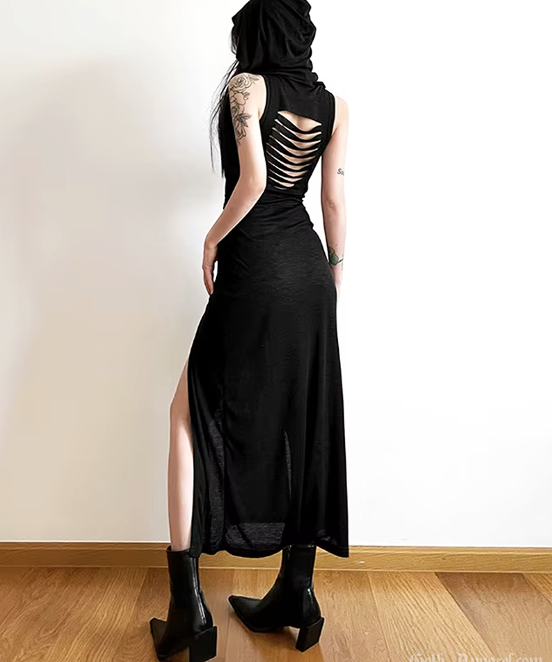 Hooded Slit Maxi Dress