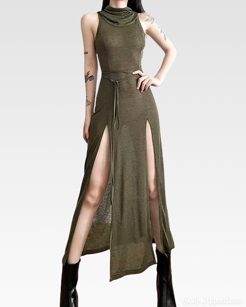 Hooded Slit Maxi Dress
