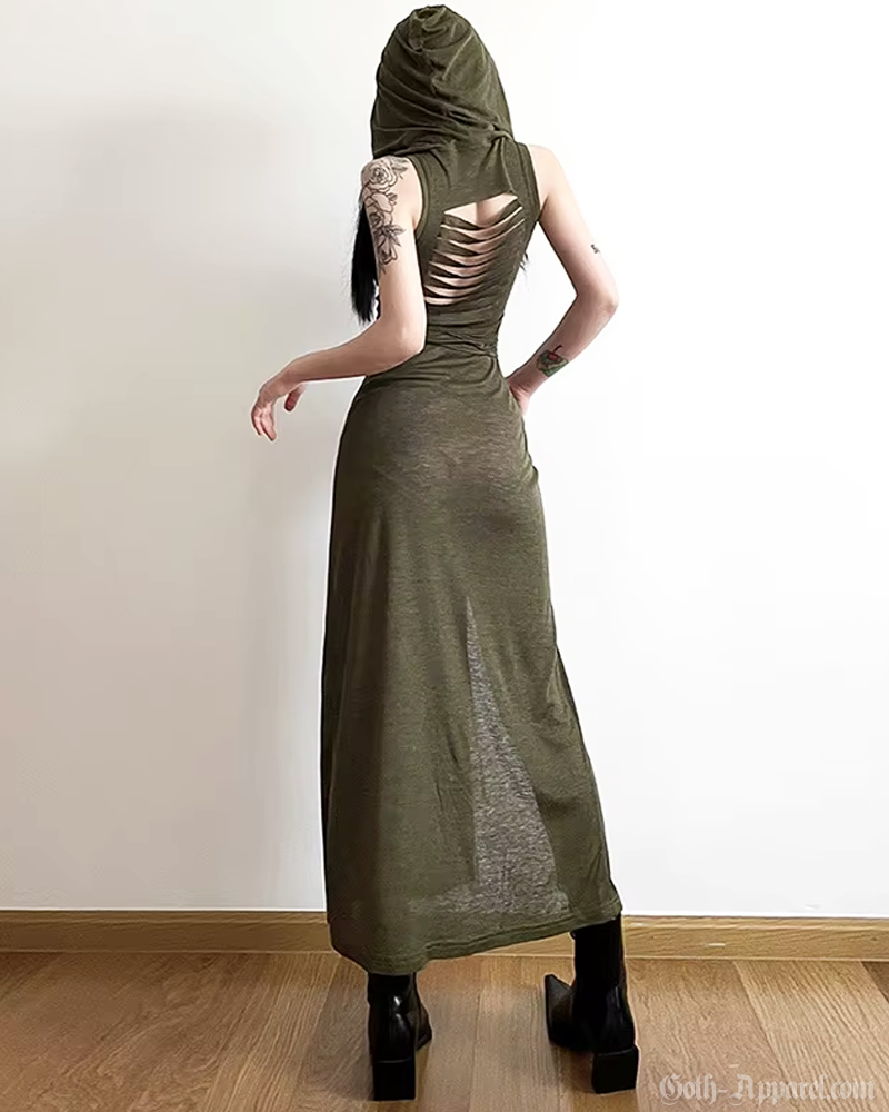 Hooded Slit Maxi Dress