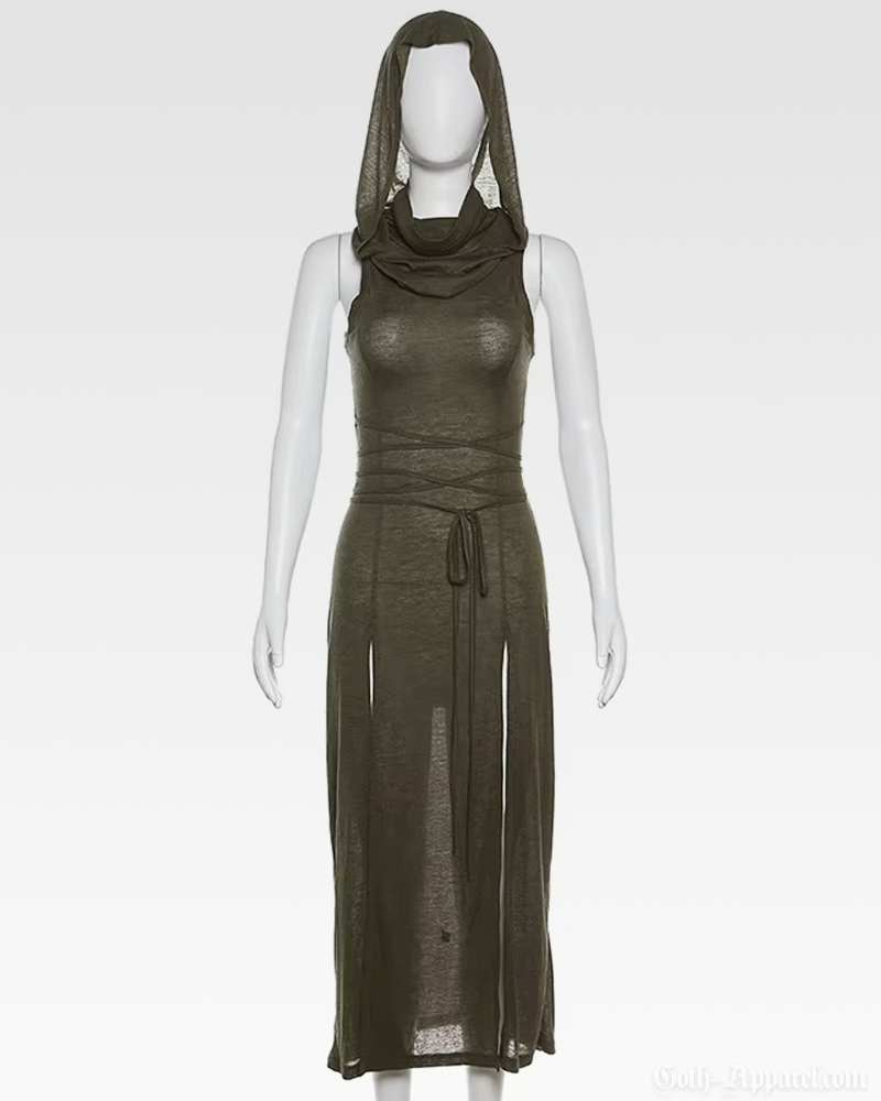 Hooded Slit Maxi Dress