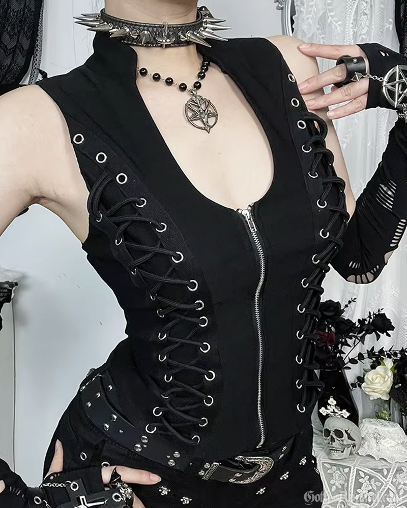 Lace Up Goth Top