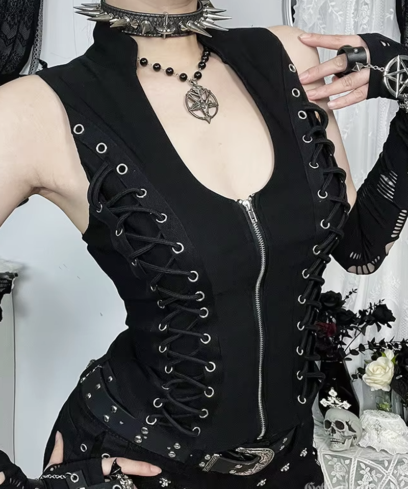Lace Up Goth Top
