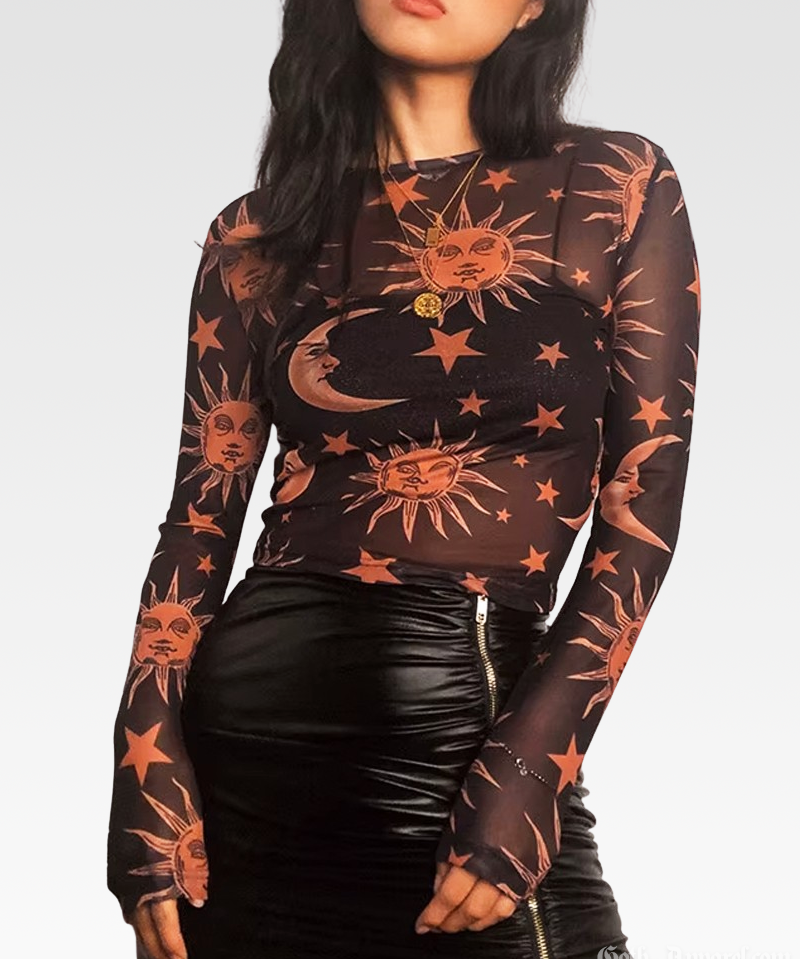 Moon And Sun Mesh Top