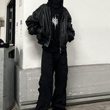 Oversized Leather Jacket With Hood