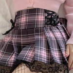 Pink And Black Plaid Mini Skirt