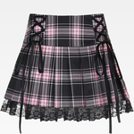 Pink And Black Plaid Mini Skirt