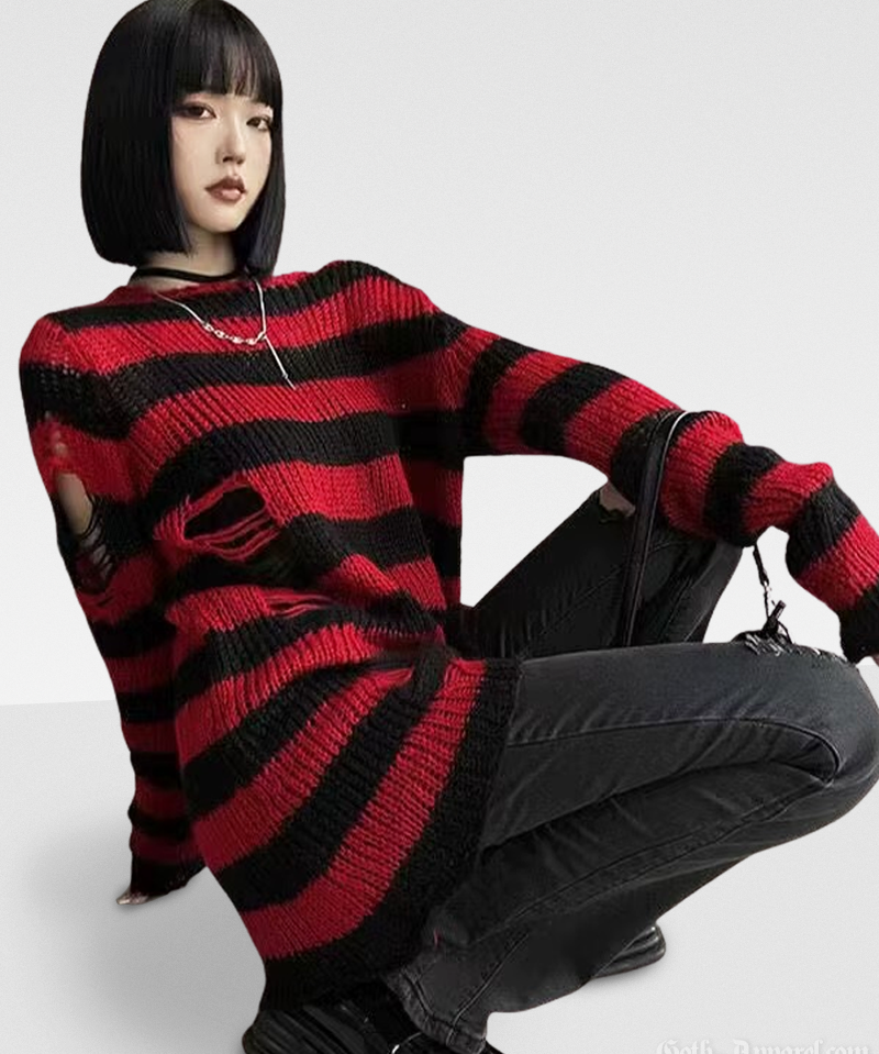 Red And Black Striped Sweater