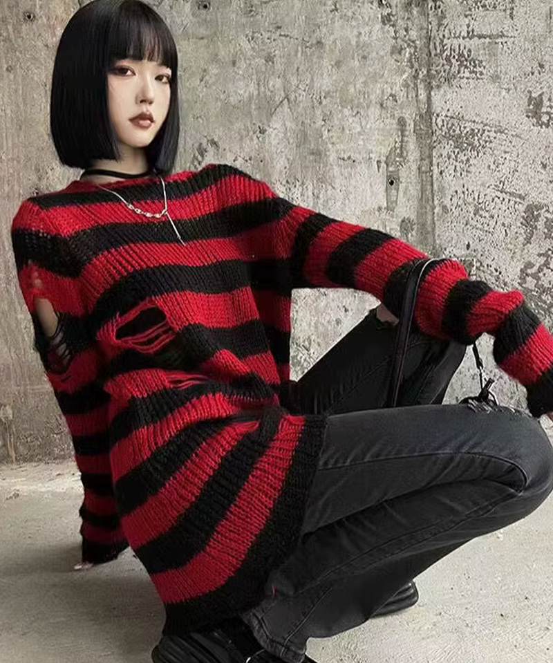 Red And Black Striped Sweater