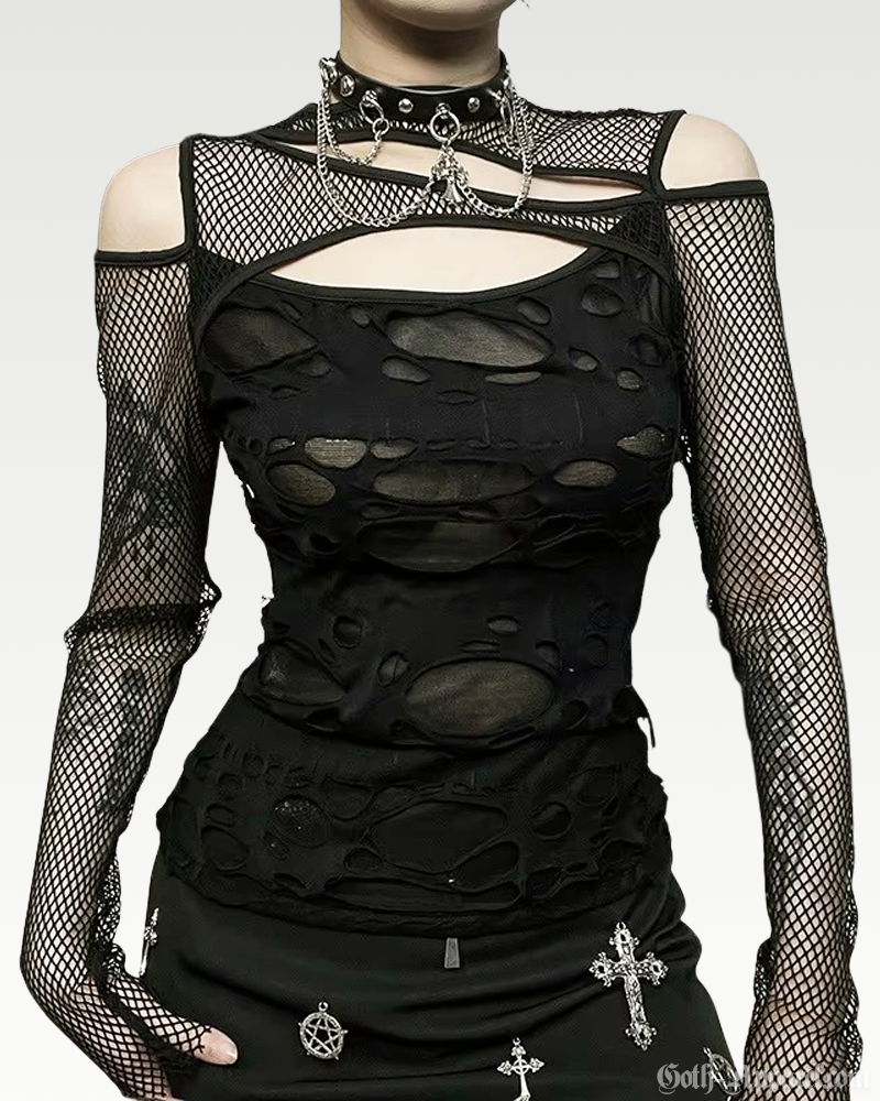 Ripped Mesh Top