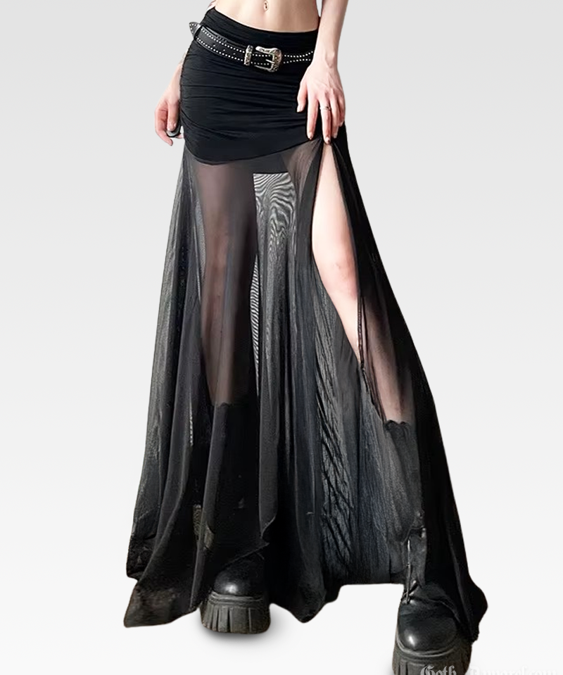 Sheer Mesh Maxi Skirt