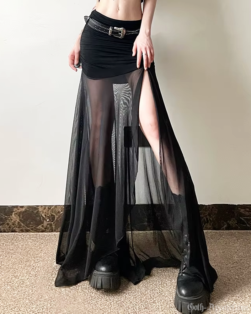 Sheer Mesh Maxi Skirt