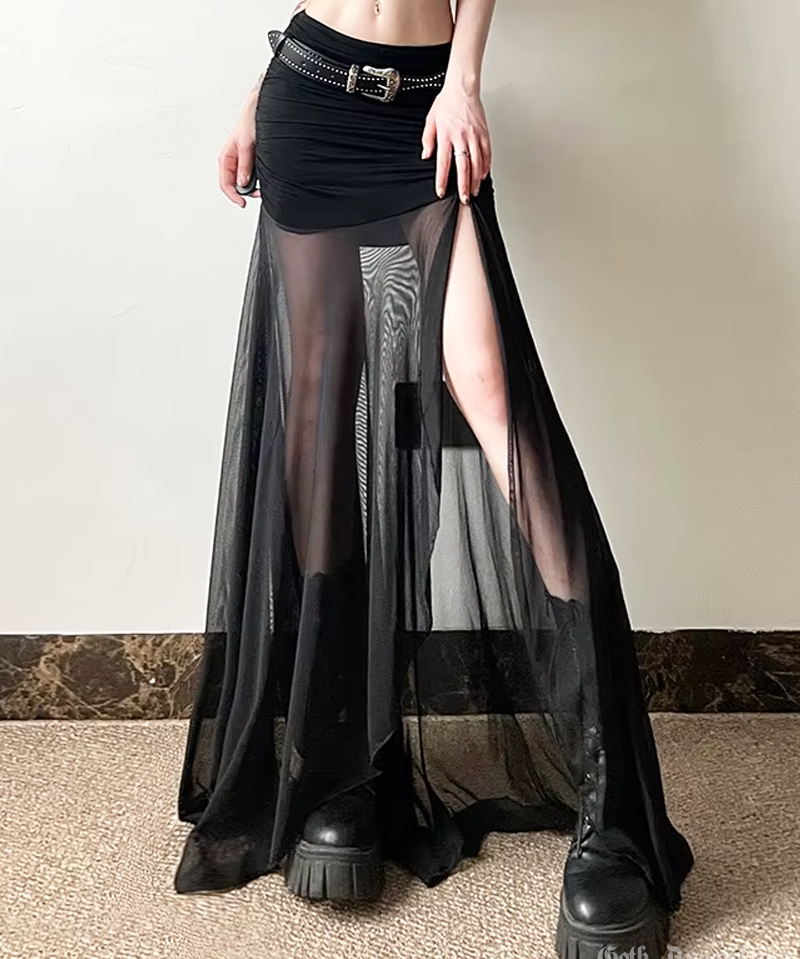 Sheer Mesh Maxi Skirt