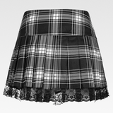 White And Black Plaid Mini Skirt