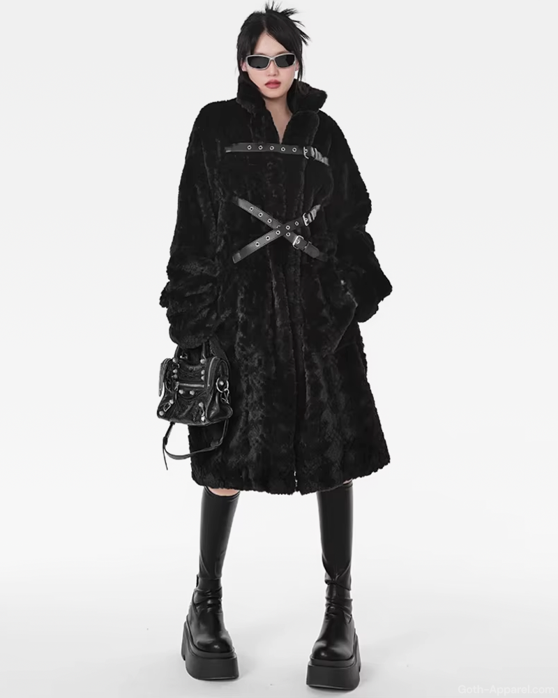 Long Black Faux Fur Coat Womens