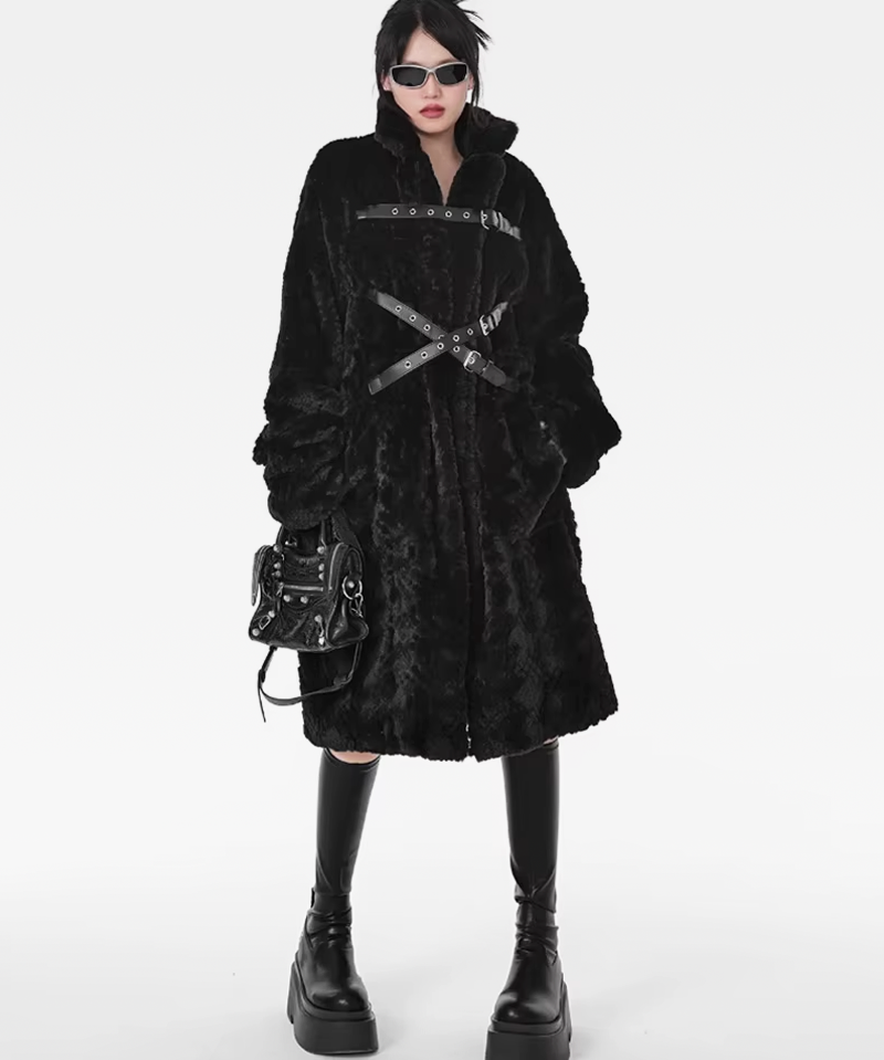 Long Black Faux Fur Coat Womens