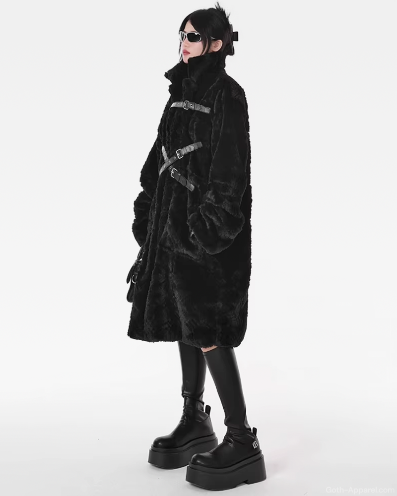 Long Black Faux Fur Coat Womens